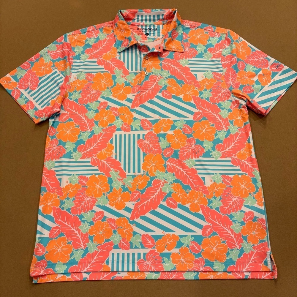 Chubbies The Inspiration Performance Short Sleeve Golf Polo Size Large